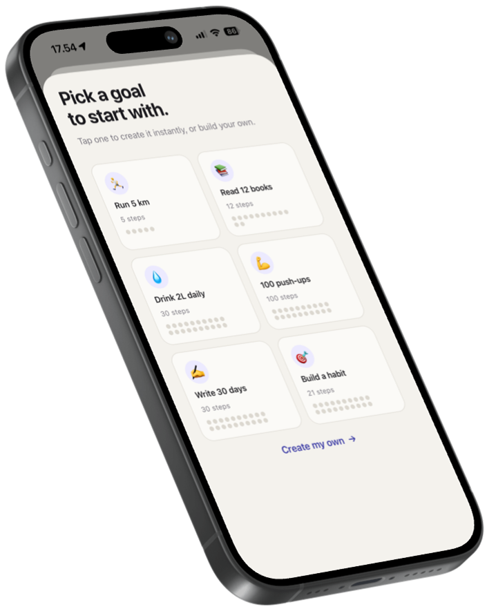 Notch app showing tracker examples with dot grid progress